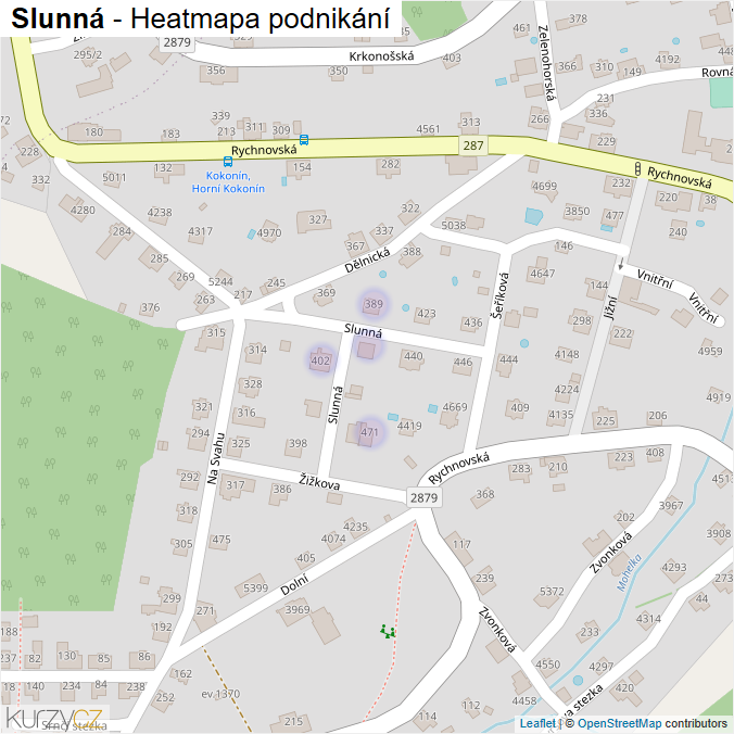 Mapa Slunná - Firmy v ulici.
