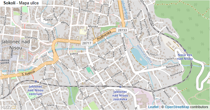 Sokolí - mapa ulice