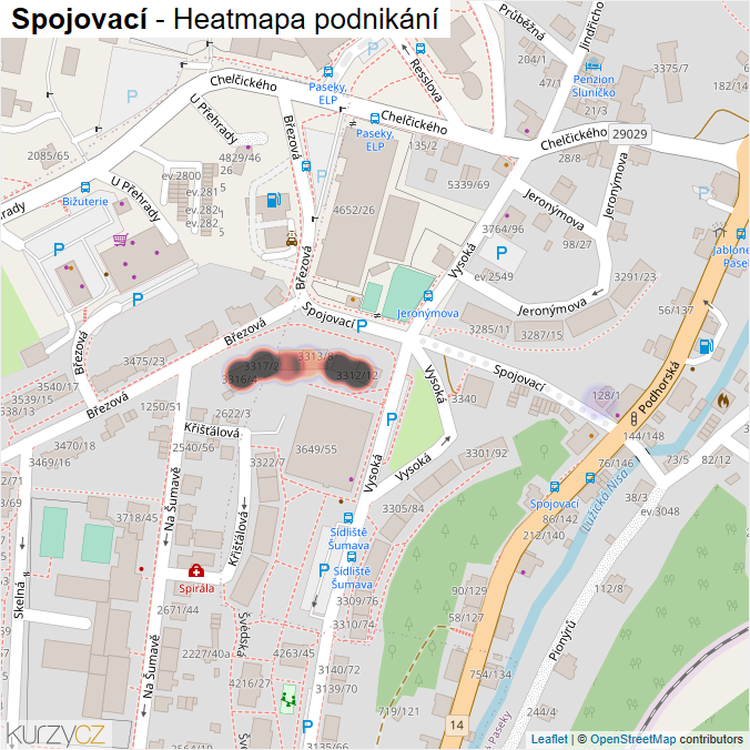Mapa Spojovací - Firmy v ulici.