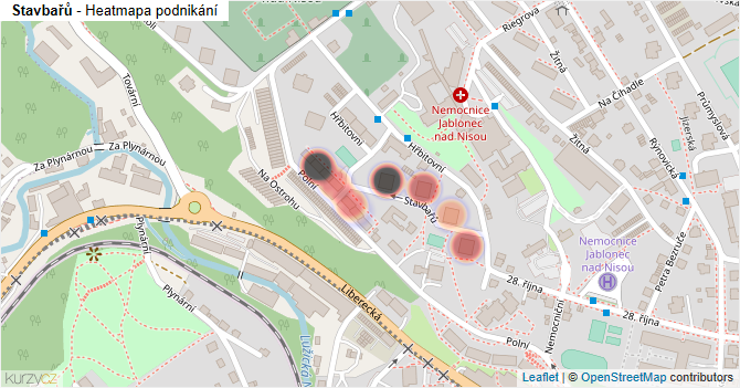 Stavbařů - mapa podnikání