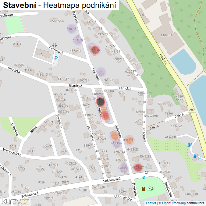 Mapa Stavební - Firmy v ulici.