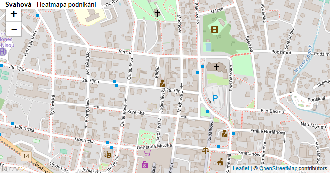 Svahová - mapa podnikání