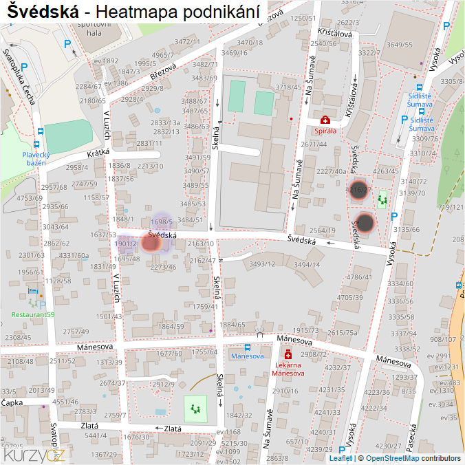 Mapa Švédská - Firmy v ulici.