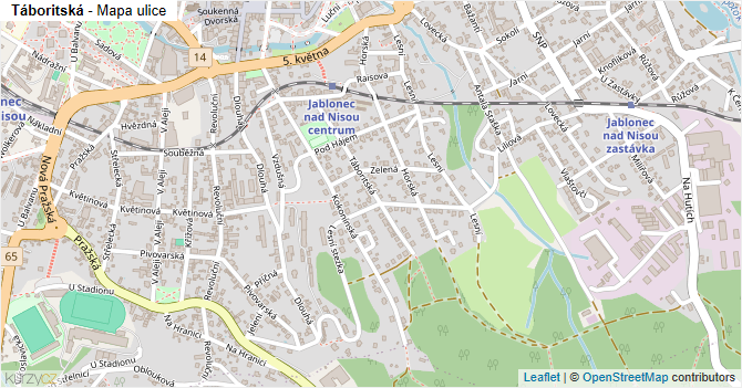 Táboritská - mapa ulice