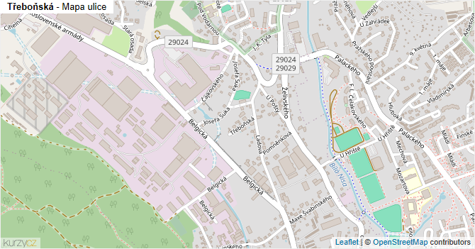 Třeboňská - mapa ulice