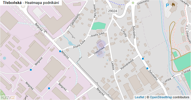 Třeboňská - mapa podnikání
