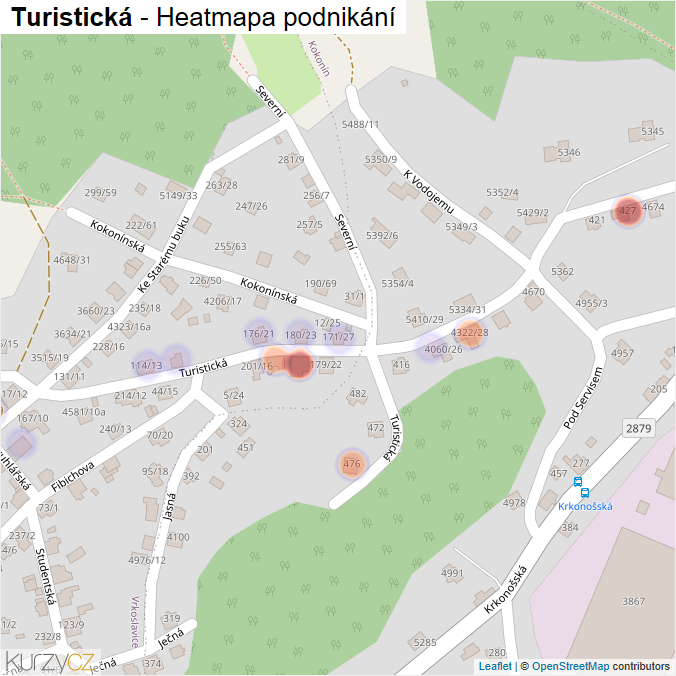 Mapa Turistická - Firmy v ulici.