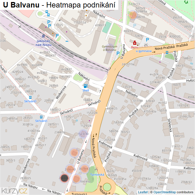 Mapa U Balvanu - Firmy v ulici.