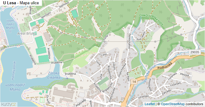 U Lesa - mapa ulice