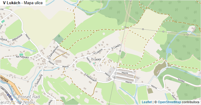 V Lukách - mapa ulice