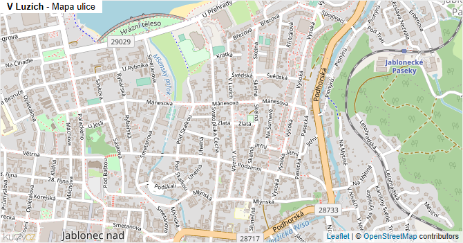V Luzích - mapa ulice
