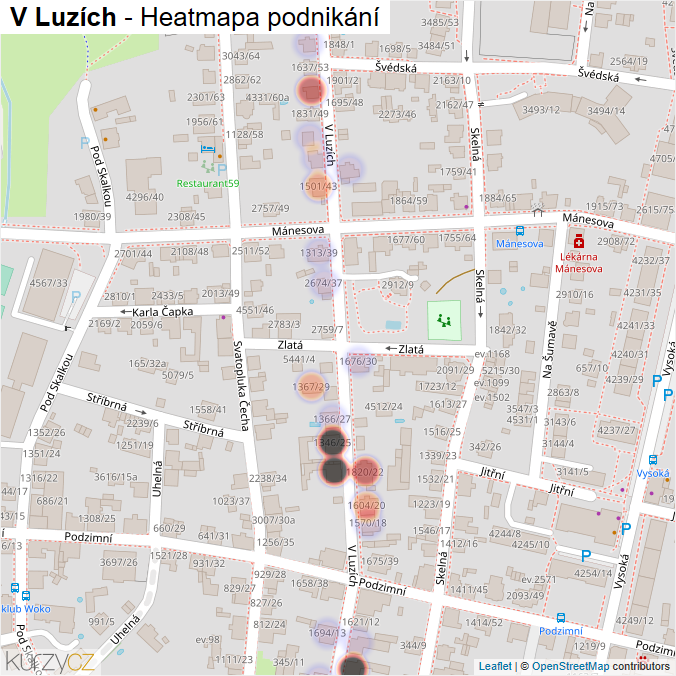 Mapa V Luzích - Firmy v ulici.