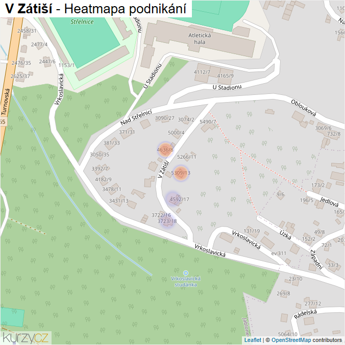 Mapa V Zátiší - Firmy v ulici.