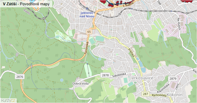 V Zátiší - záplavové mapy stoleté vody