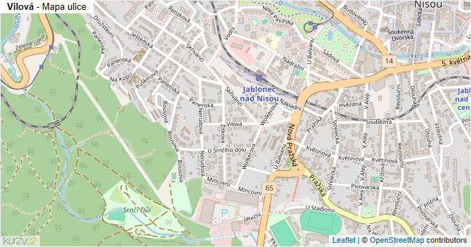 Vilová - mapa ulice