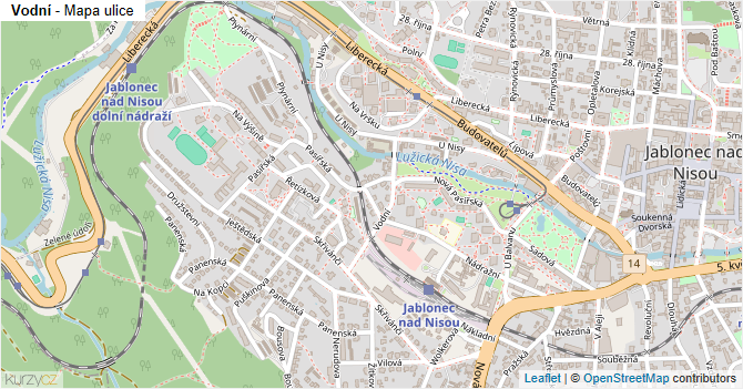 Vodní - mapa ulice