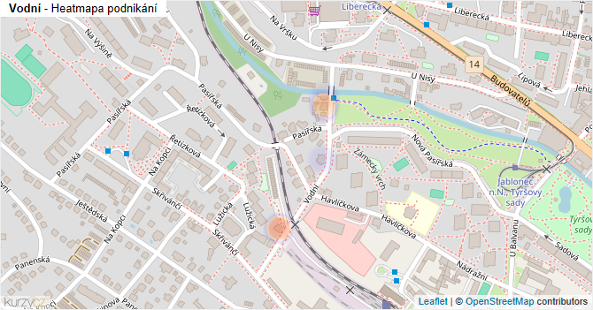 Vodní - mapa podnikání