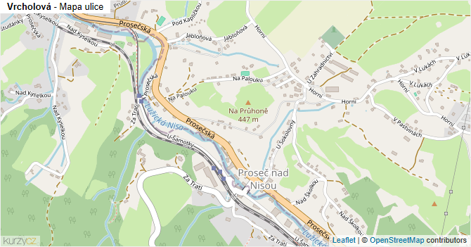 Vrcholová - mapa ulice
