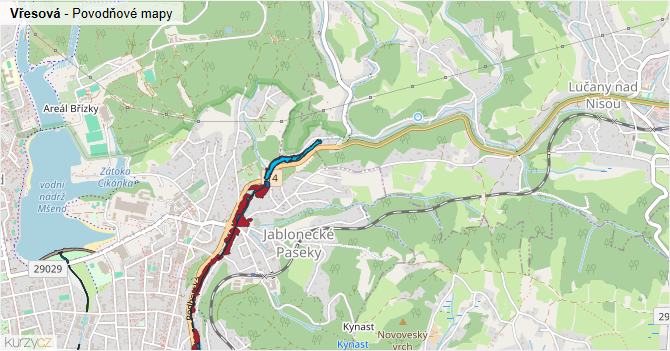 Vřesová - záplavové mapy stoleté vody