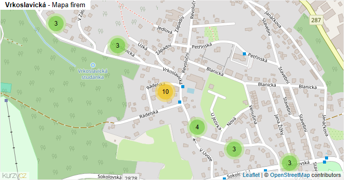 Vrkoslavická - mapa firem