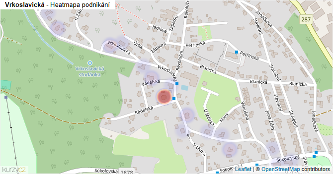 Vrkoslavická - mapa podnikání