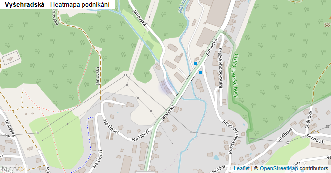 Vyšehradská - mapa podnikání