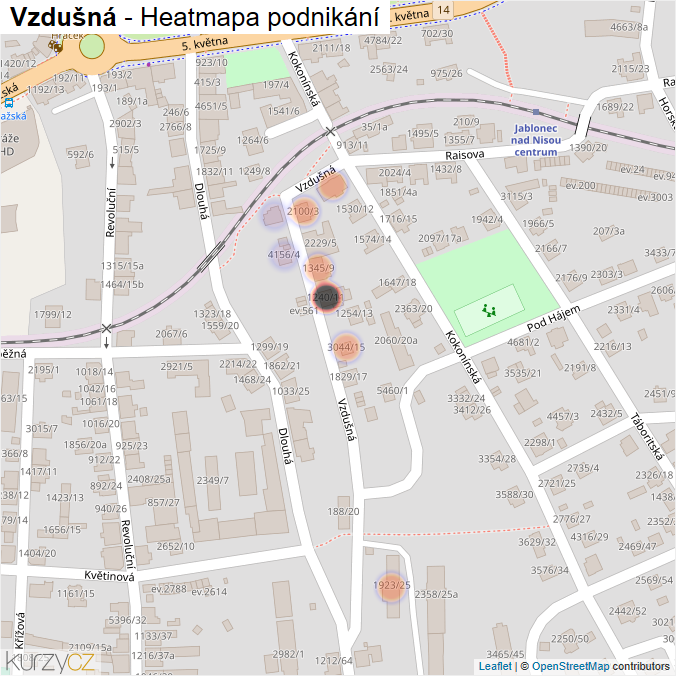 Mapa Vzdušná - Firmy v ulici.