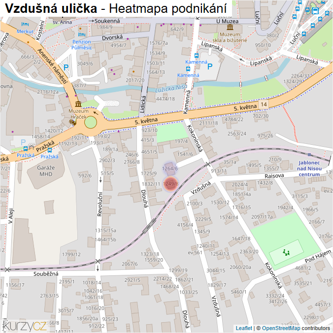Mapa Vzdušná ulička - Firmy v ulici.