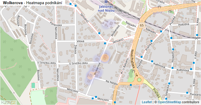 Wolkerova - mapa podnikání