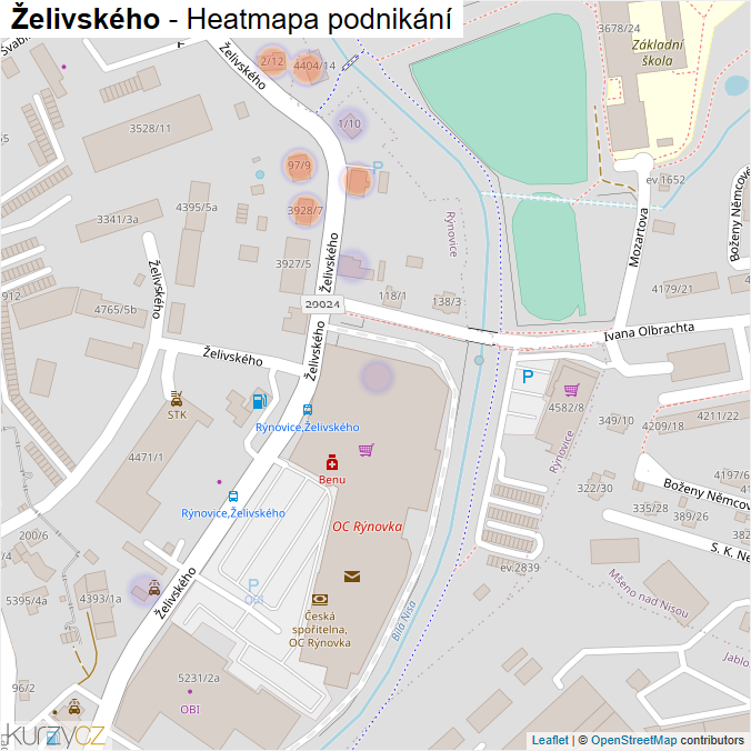 Mapa Želivského - Firmy v ulici.