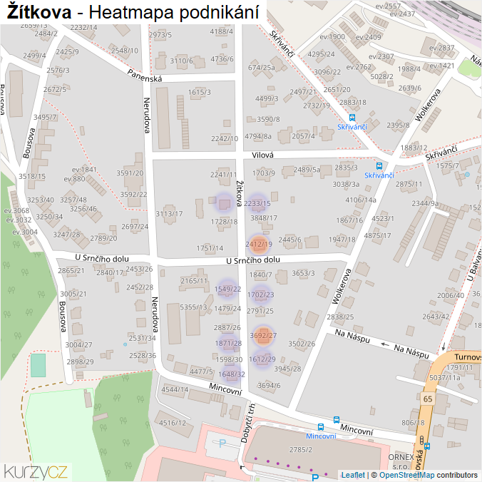 Mapa Žítkova - Firmy v ulici.