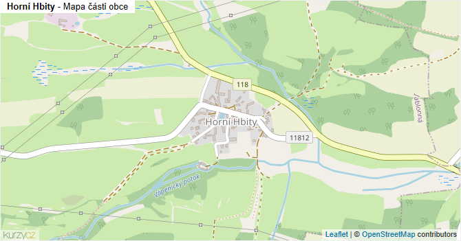 Horní Hbity - mapa části obce