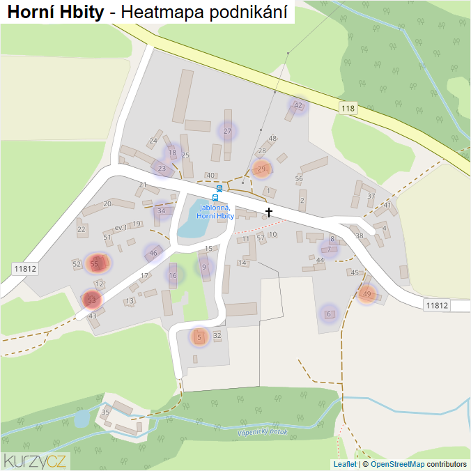 Mapa Horní Hbity - Firmy v části obce.