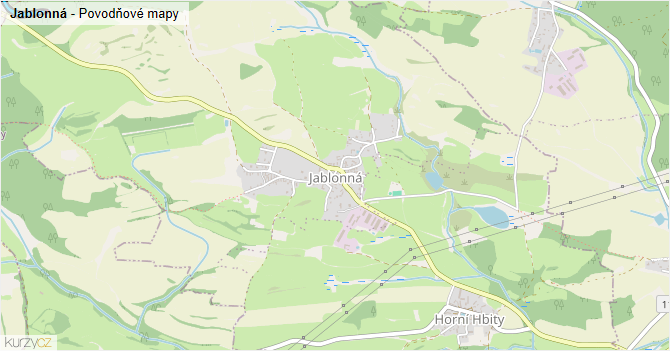 Jablonná - záplavové mapy stoleté vody