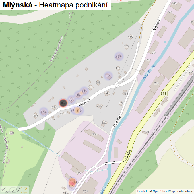 Mapa Mlýnská - Firmy v ulici.