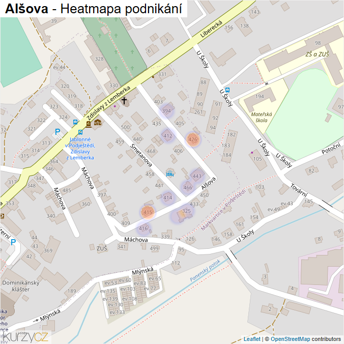 Mapa Alšova - Firmy v ulici.