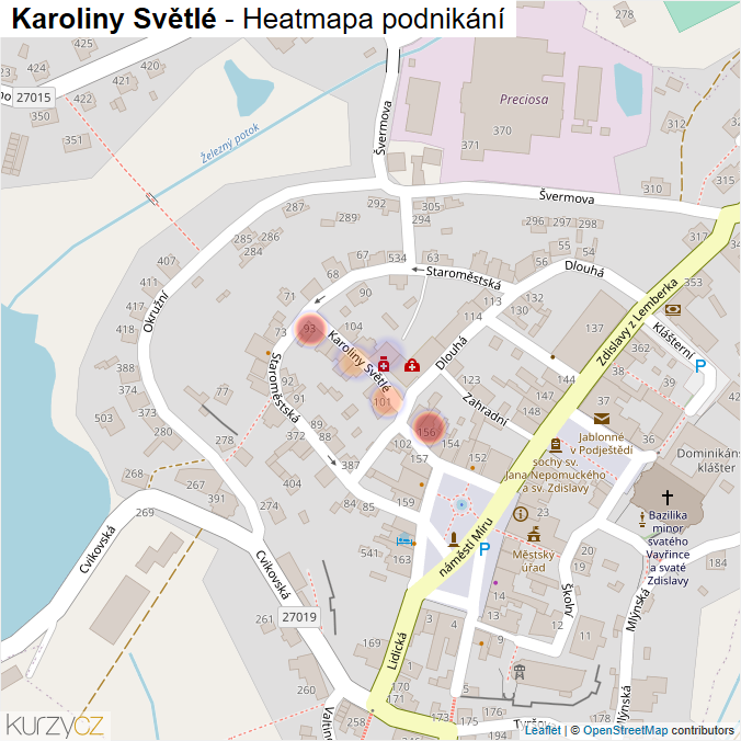 Mapa Karoliny Světlé - Firmy v ulici.