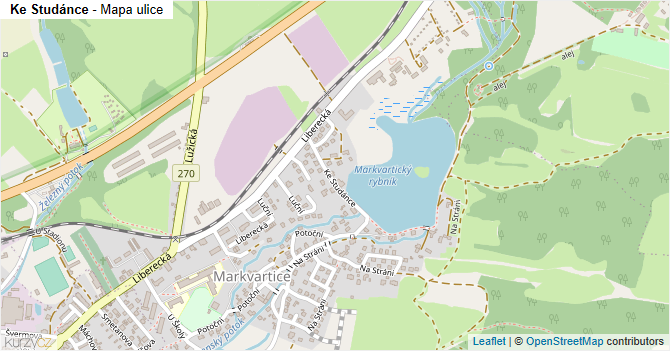 Ke Studánce - mapa ulice