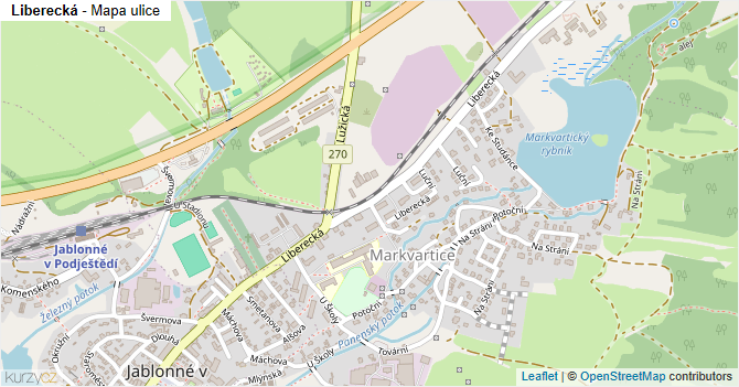 Liberecká - mapa ulice