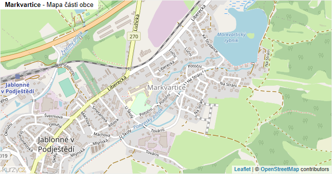 Markvartice - mapa části obce