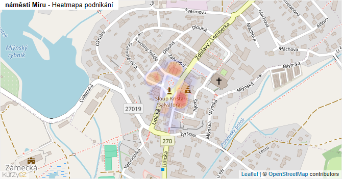 náměstí Míru - mapa podnikání