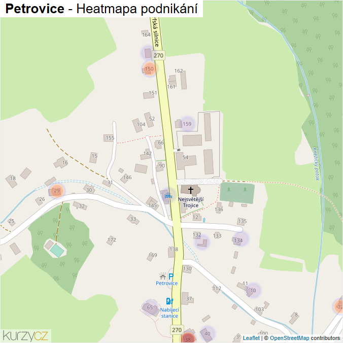 Mapa Petrovice - Firmy v části obce.