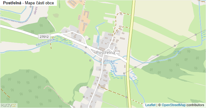 Postřelná - mapa části obce