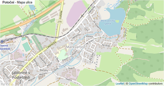 Potoční - mapa ulice