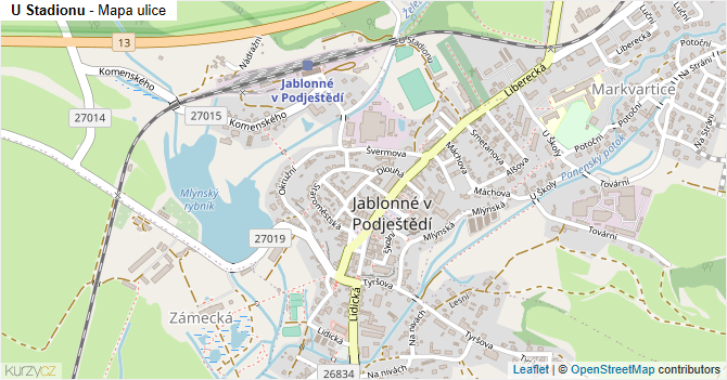 U Stadionu - mapa ulice