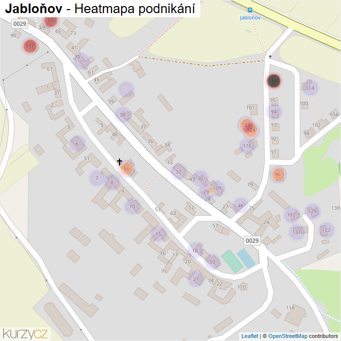 Mapa Jabloňov - Firmy v části obce.