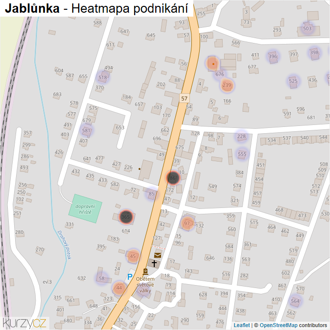Mapa Jablůnka - Firmy v obci.