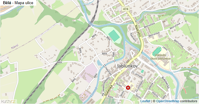 Bělá - mapa ulice