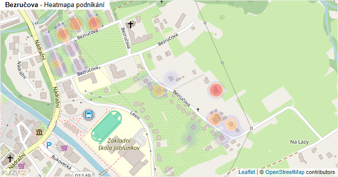 Bezručova - mapa podnikání