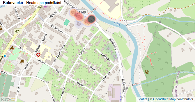 Bukovecká - mapa podnikání